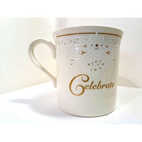 Lenox Set of 2 Bone China Mugs "Congratulations" and "Celebrate" Made in USA - Picture 5 of 12